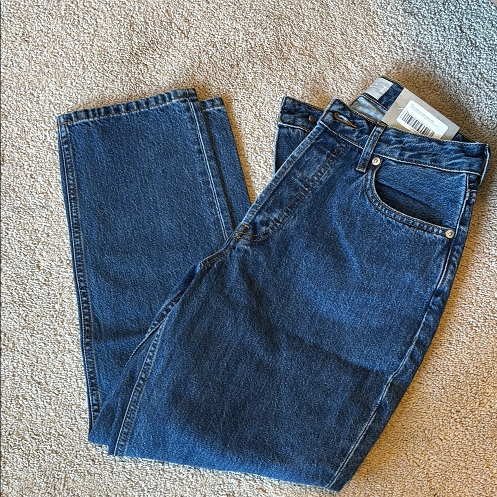 Everlane blue straight leg curvy crop jean